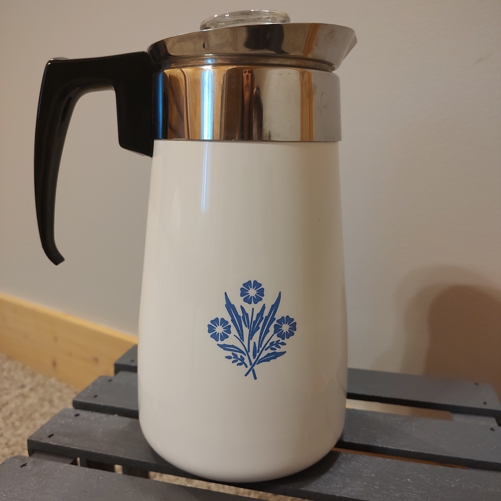 Vintage Corning Ware percolator cornflower blue